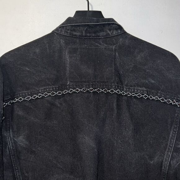 LEVI STRAUSS & CO Black Denim Jacket with Beaded Trim-XL - Picture 7 of 11